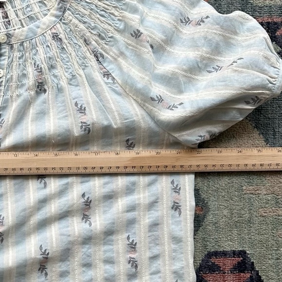 LOFT Striped Half Button Puff Sleeve Top - Picture 4 of 7